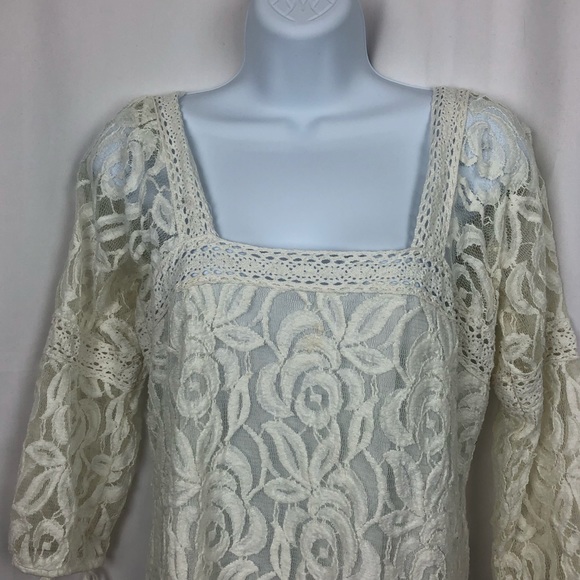 Solitaire white floral lace overlay dress M - Picture 2 of 7